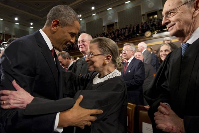 President Obama and Justice Ginsburg last night before the State of the Union address.(Saul Loeb-Pool/Getty Images)