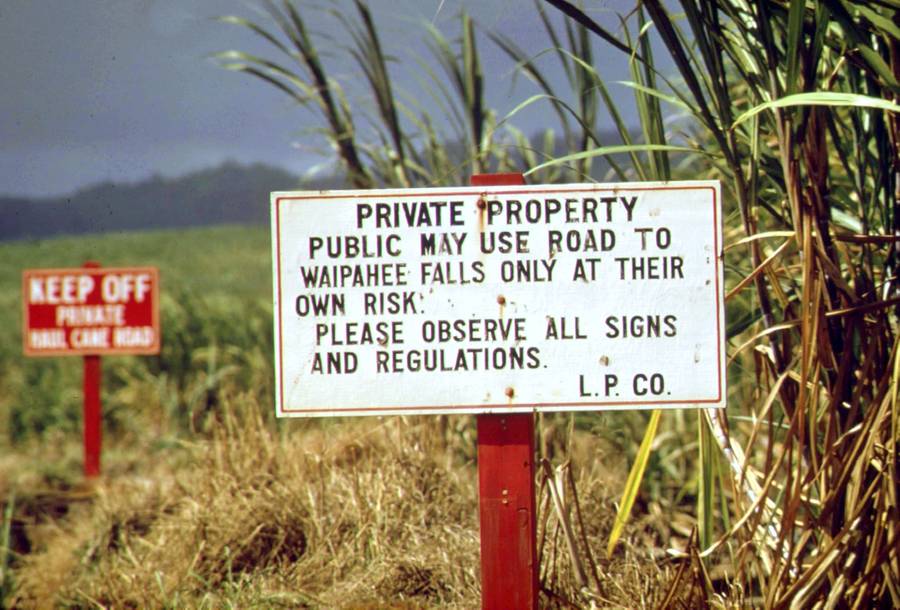 The trail to state-maintained Waipahee Falls in Hawaii is on private property