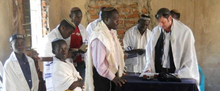 A prayer service in a synagogue in Putti, a village in Uganda.