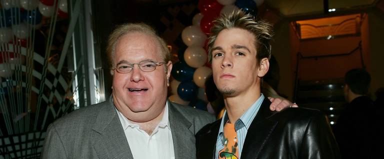 Lou Perlman (L) and Aaron Carter attend the 6th Annual T.J. Martell 'Family' Day' Indoor Carnival Benefit at Cipriani's Fifth Avenue  in New York City, March 6, 2005. 