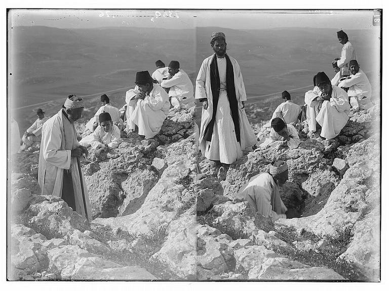The Samaritan Passover on Mt. Gerizim. At Abraham's altar, approximately 1900 to 1920