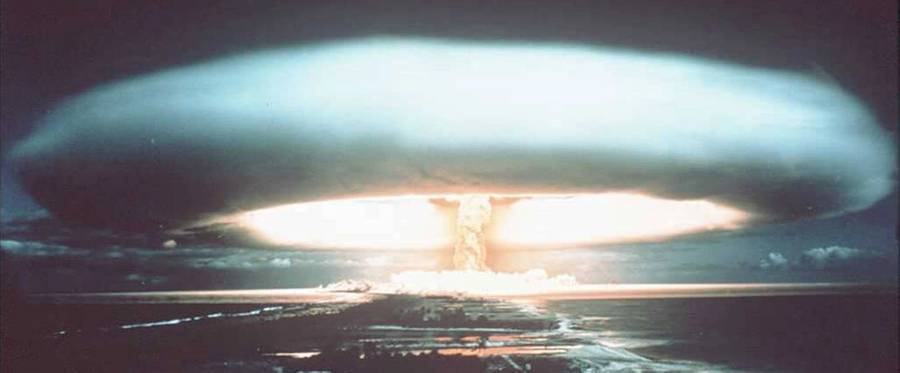 Nuclear testing at Mururoa atoll in 1971. 