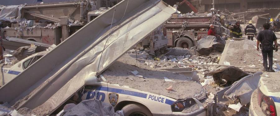 Destruction following the 9/11 attacks.