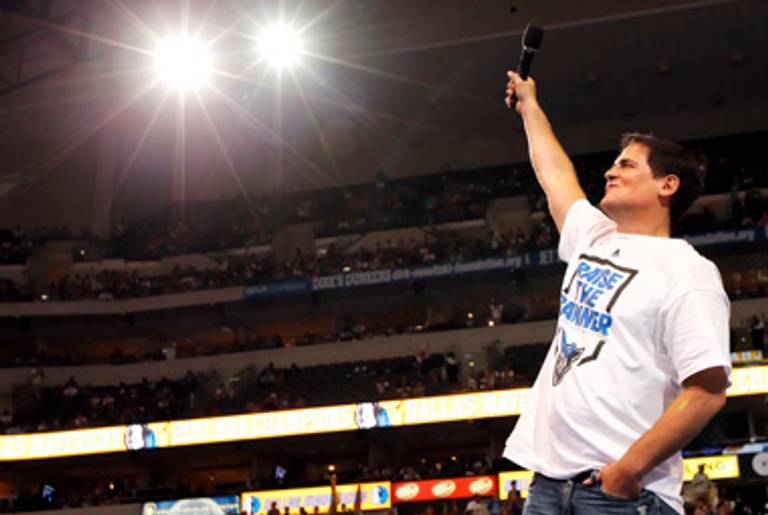 Mark Cuban in June, celebrating his championship.(Brandon Wade/Getty Images)