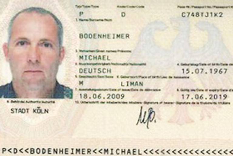 The false passport for Michael Bodenheimer.(Jerusalem Post)