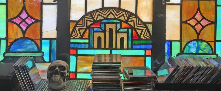 Stained glass in the Grillo's home.