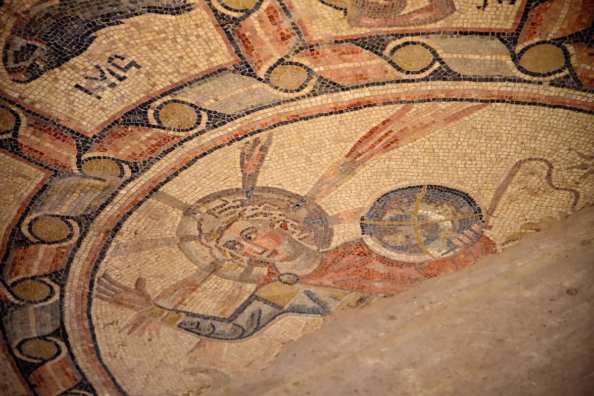 Helios, from the zodiac synagogue mosaic at Hamat Tiberias