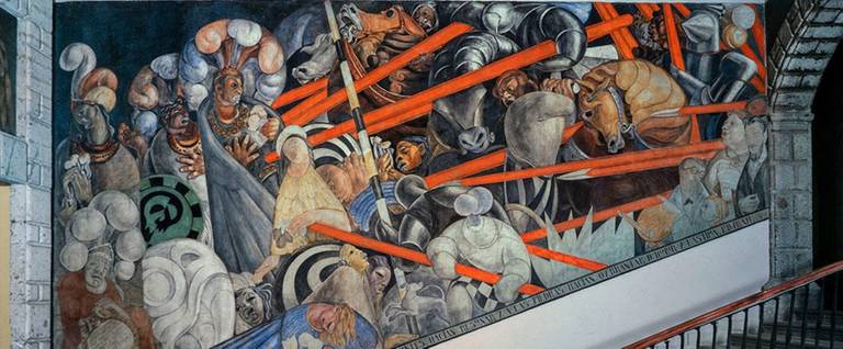 Jean Charlot, detail of mural The Massacre in the Main Temple, Mexico City, 1922–1923. Fresco, 14’ x 26’ © The Jean Charlot Estate LLC, with permission.