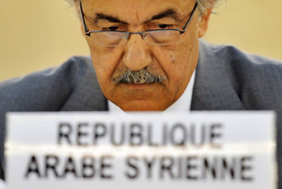 The Syrian ambassador to the U.N. last night.(Fabrice Coffrini/AFP/Getty Image)