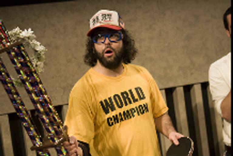Judah Friedlander with his championship trophy.(Everything Is Pong)