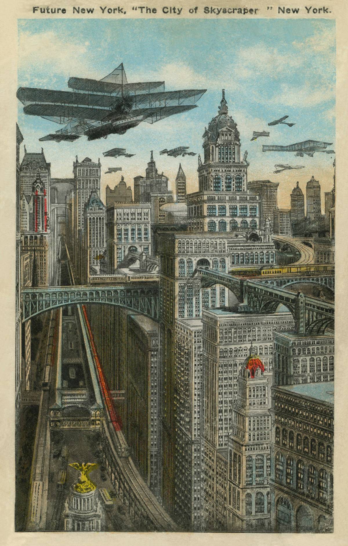 Undated postcard envisioning 'the future of New York.'