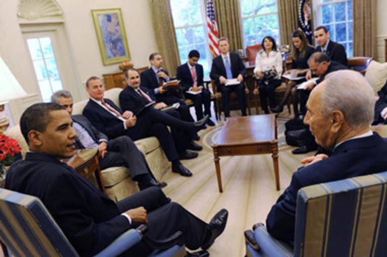 Obama meeting with Israeli President Shimon Peres in May.(Amos Ben Gershom/GPO via Getty Images)