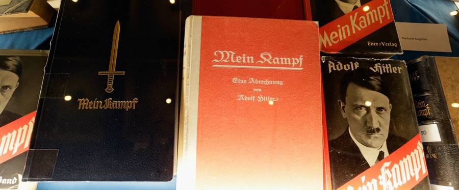 Historic copies of Adolf Hitler's 'Mein Kampf' are displayed in Munich, Germany, January 8, 2016. 