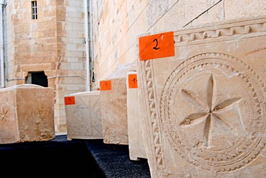 Ancient burial boxes discovered by Israeli police in a raid last week. (Israel Antiquities Authority)
