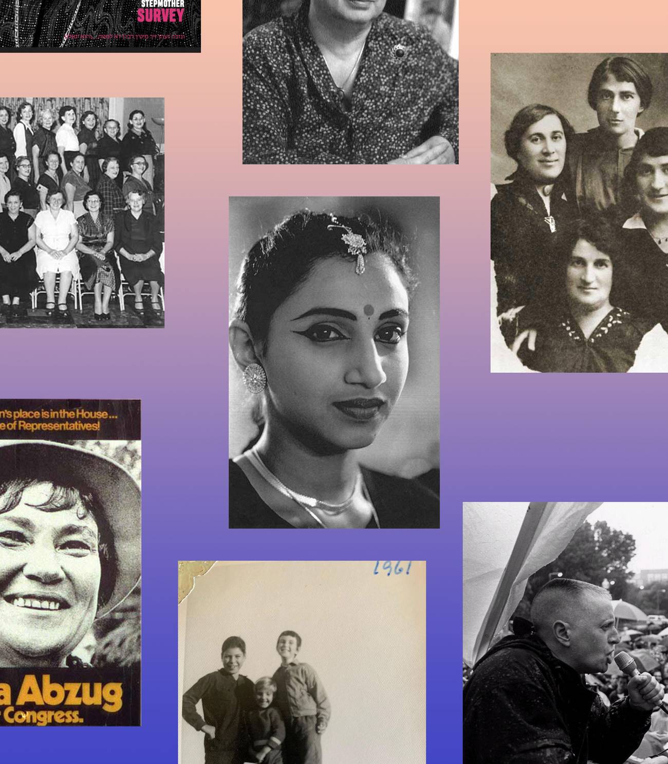 Central photo of Reema Sisodia is courtesy Joan Roth; other images courtesy Jewish Women's Archive's Shalvi/Hyman Encyclopedia of Jewish Women
