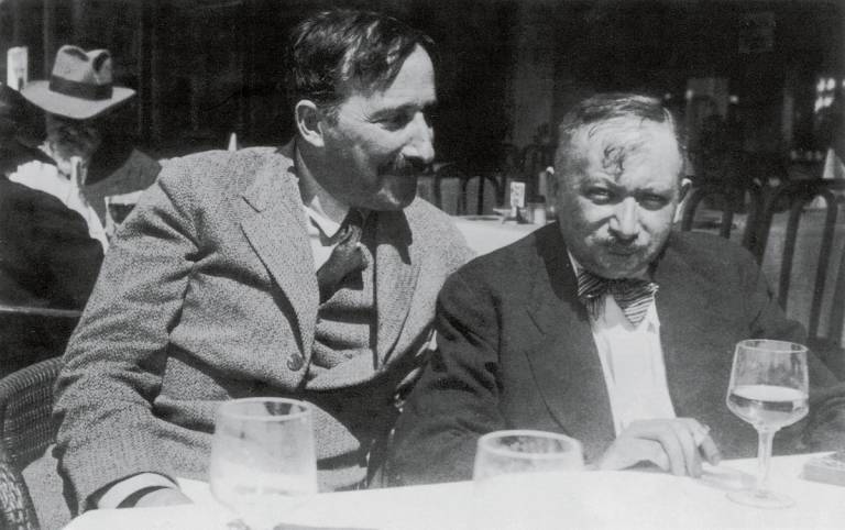 Joseph Roth, at right, with Stefan Zweig in Ostende, Belgium, 1936