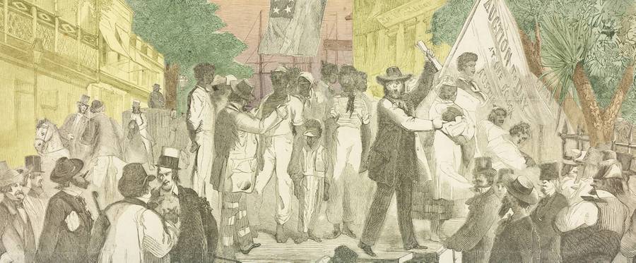 Theodore R. Davis, 'A Slave Auction at the South,' 1861