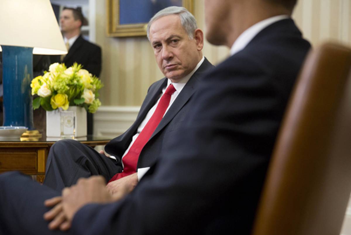 Israel Prime Minister Benjamin Netanyahu sits with U.S. President Barack Obama during a meeting in the Oval Office of the White House March 3, 2014 in Washington, D.C. (Andrew Harrer-Pool/Getty Images)