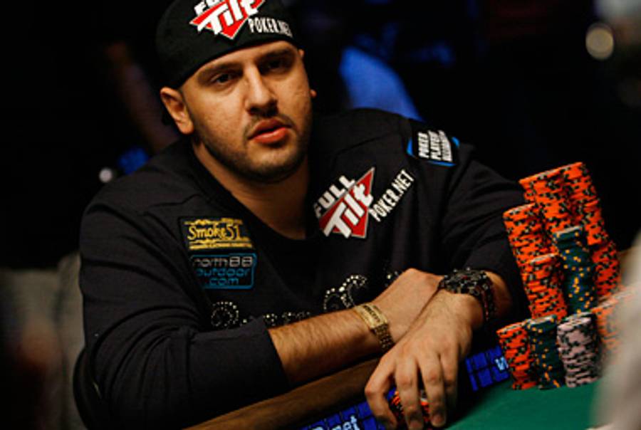 Michael Mizrachi playing in the World Series of Poker on Saturday.(AP Photo/Laura Rauch)