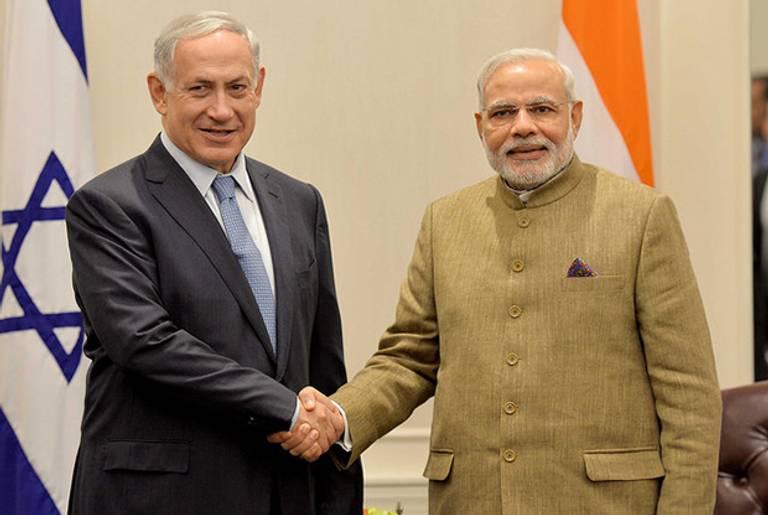 Benjamin Netanyahu and Narendra Modi in New York, May 28, 2014. (IsraeliPM/Flickr)