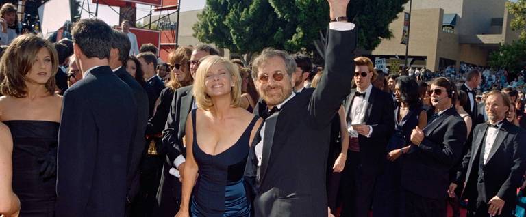 Steven Spielberg and Kate Capshaw at the 47th annual Emmy awards, 1995. in Pasadena.(Photo: Vince Bucci/AFP/Getty Images)