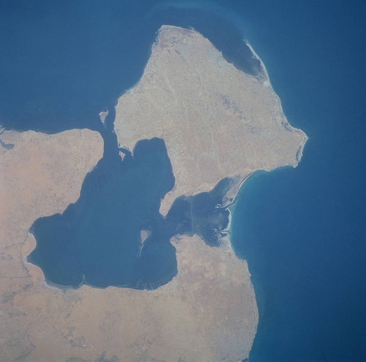 An aeriel shot of Djerba (and below it, Tunisia) taken from the International Space Station. (Wikimedia)