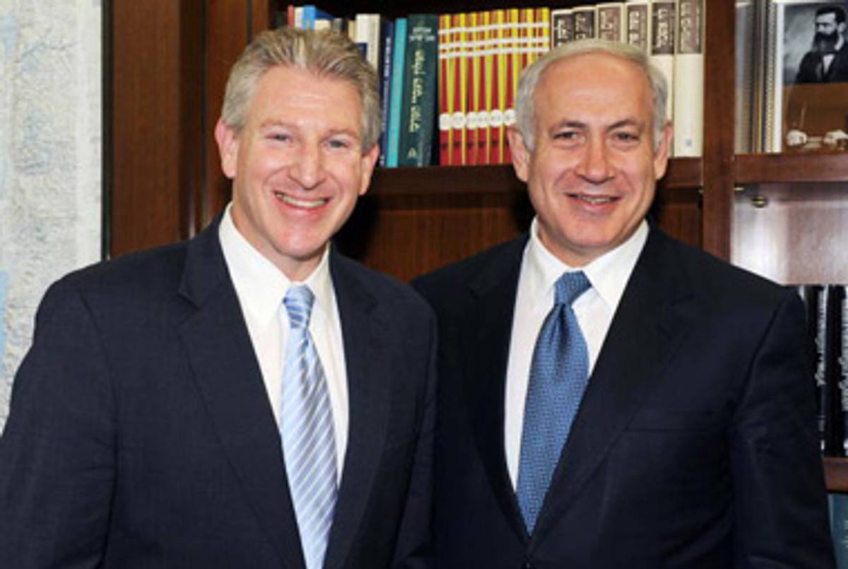 Robert Wexler with Benjamin Netanyahu in Jerusalem last year.(Moshe Milner/GPO via Getty Images)