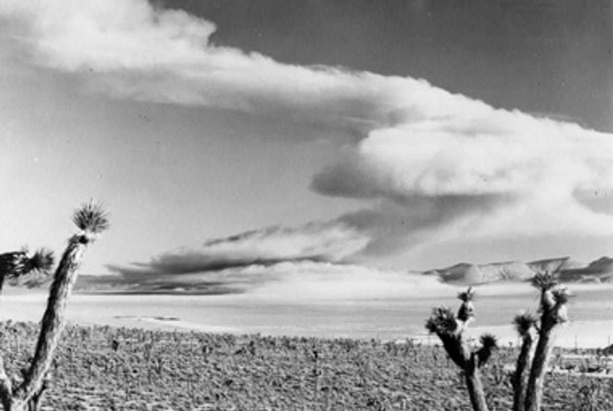The Nevada Proving Grounds after a test detonation, 1953.(Courtesy National Nuclear Security Administration/Nevada Site Office)