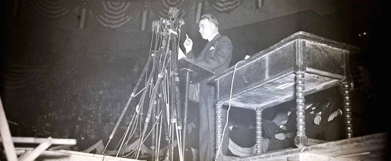The Rev. Charles E. Coughlin launches his Union of Social Justice at Madison Square Garden, May 22, 1935