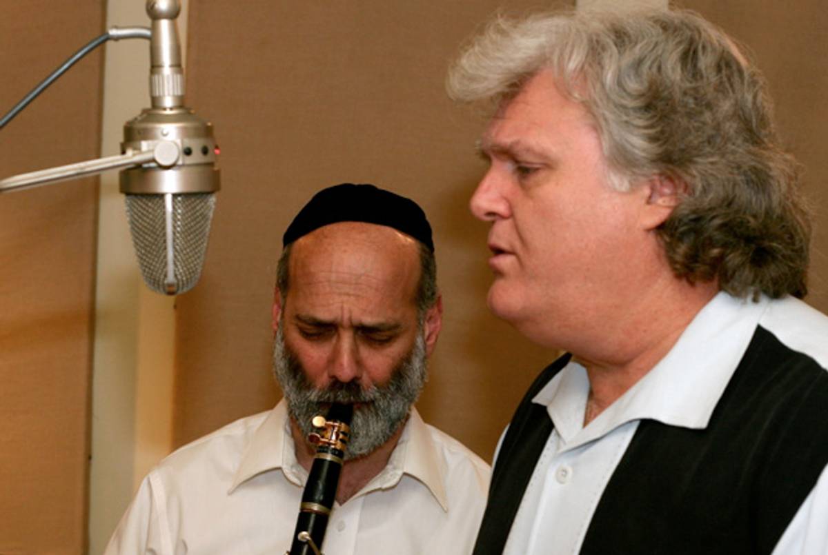Andy Statman and Ricky Skaggs in the studio, recording Old Brooklyn, May 30, 2008.(Bradley Klein)