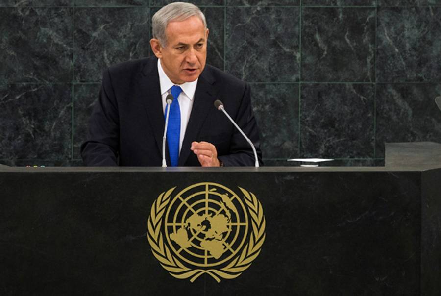 Israeli Prime Minister Benjamin Netanyahu at the United Nations.(http://lifehacker.com/make-extra-extra-crispy-fried-chicken-with-the-double-f-1440707163?utm_campaign=socialflow_lifehacker_twitter&utm_source=lifehacker_twitter&utm_medium=socialflow)
