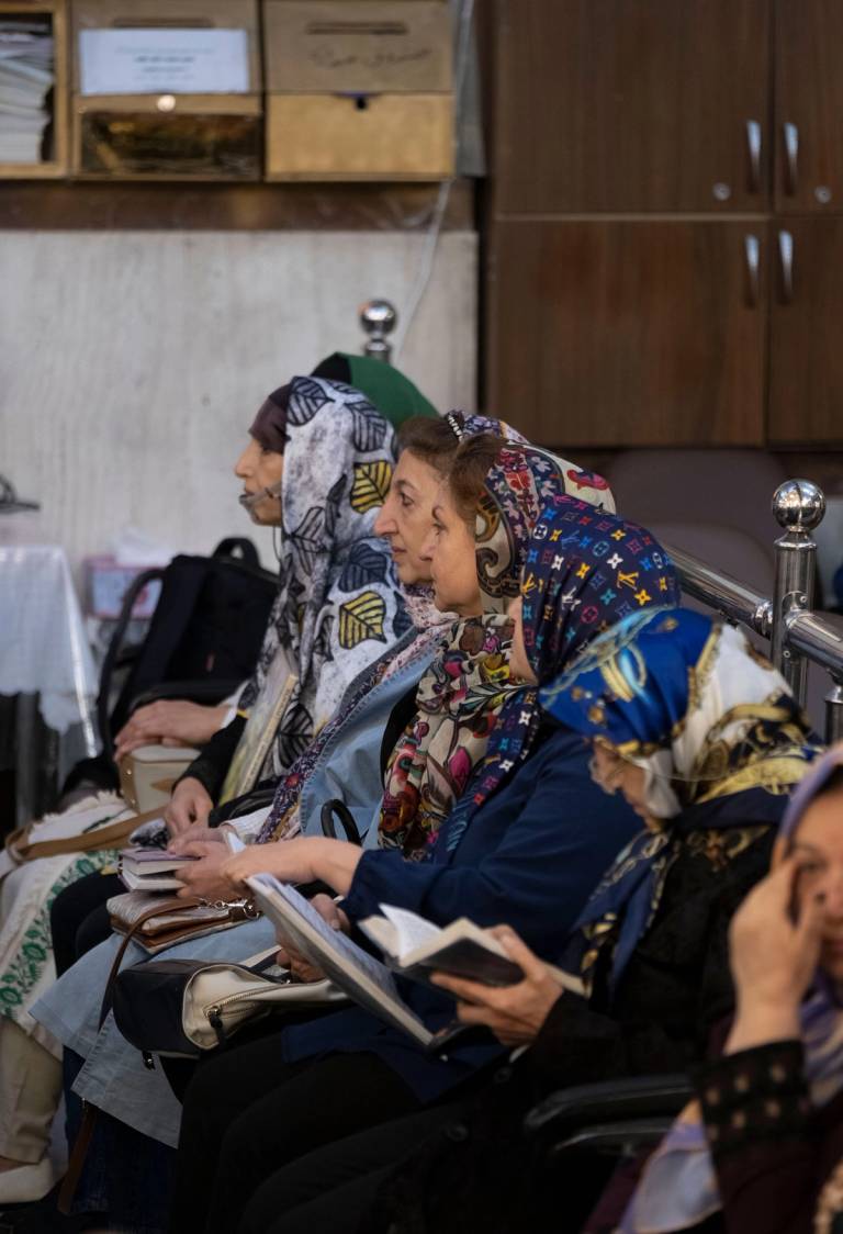Jewish Iranian women at a synagogue in downtown Tehran, October 30, 2023