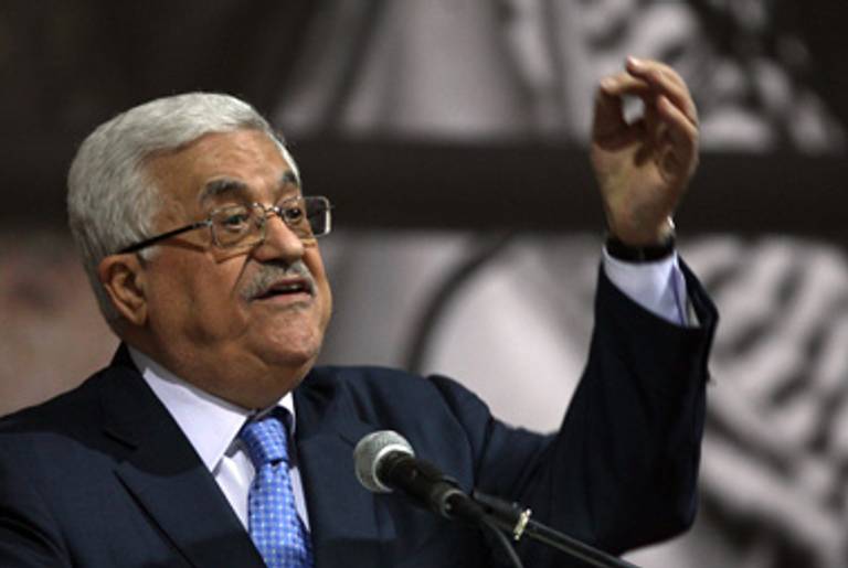 President Abbas speaks Wednesday on the seventh anniversary of Yasser Arafat’s death.(Abbas Momani/AFP/Getty Images)