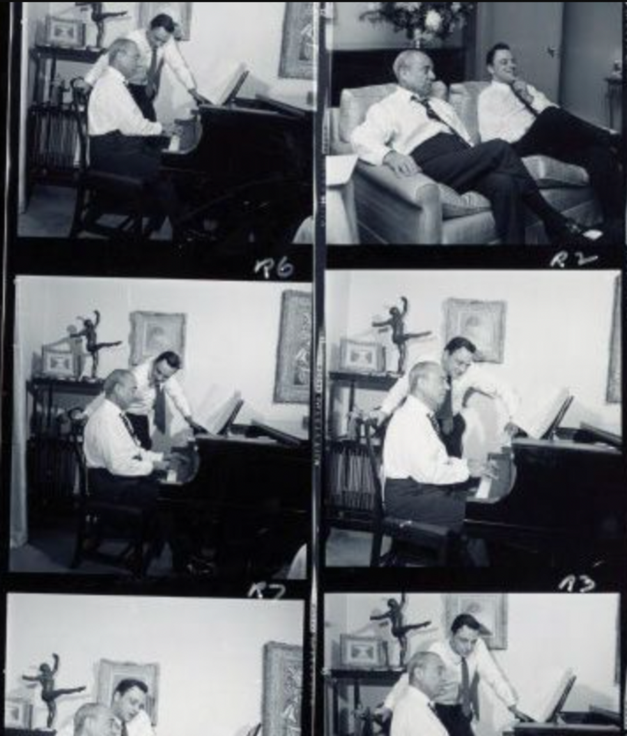 Stephen Sondheim and Richard Rodgers working on Do I Hear a Waltz?, 1964.