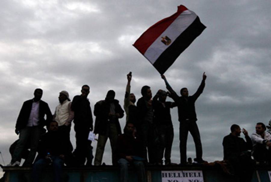 Protesters in Tahrir Square today.(Chris Hondros/Getty Images)