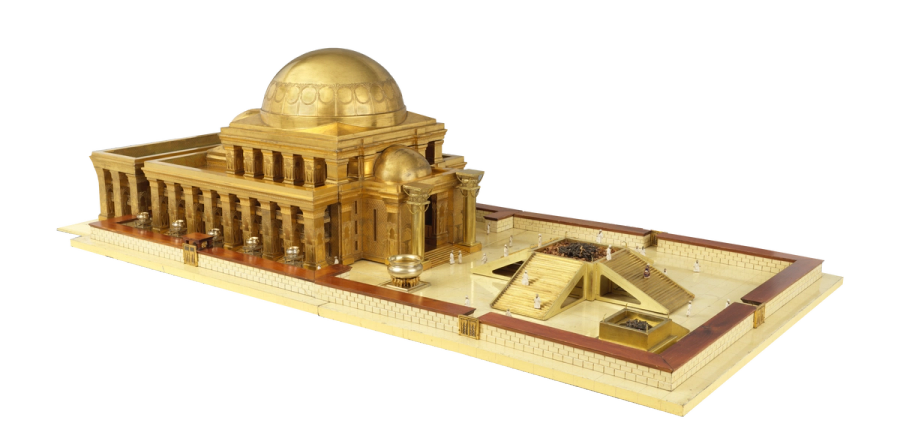 Architectural model of the Temple of King Solomon in Jerusalem, after a design by Thomas Newberry, 1883. Displayed as the centerpiece of the groundbreaking Anglo-Jewish Historical Exhibition in the Royal Albert Hall (1887), this model promoted the exhibition’s key goals—to revive interest in the preservation of Jewish material culture and to encourage awareness of the prominent role of Anglo-Jewry in 19-century England. An object of rich historical value and superb artistry, this model—especially its intriguing domed roof not directly mentioned in the biblical descriptions of the Temple—continues to fascinate architectural and biblical scholars.
