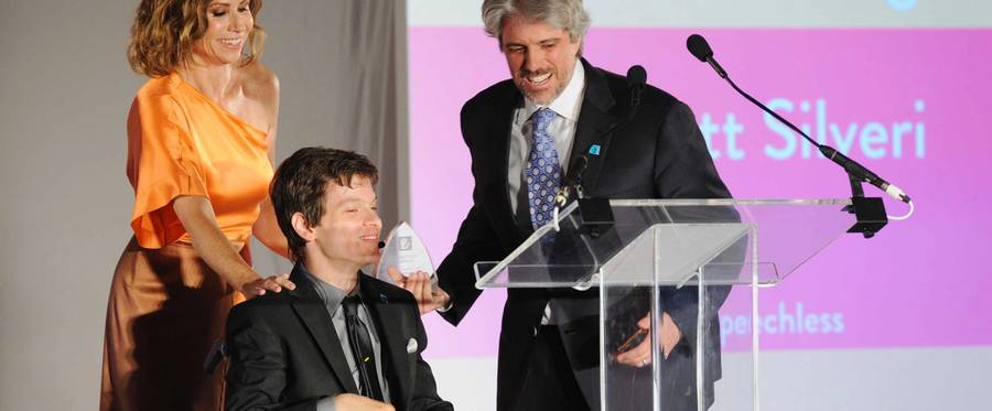 'Speechless,' actors Minnie Driver and Micah Fowler and creator Scott Silveri appear onstage during the Design For Disability gala on May 16, 2017 in New York City.