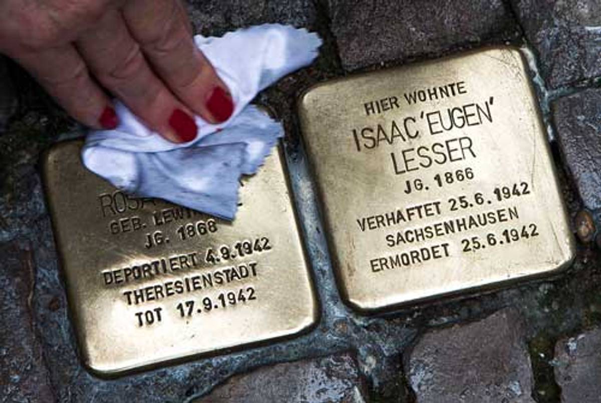 Stolpersteine demonstrate why a site-specific memorial is always preferable: Geography ties us to history (Photo: Carsten Koall/Getty Images)