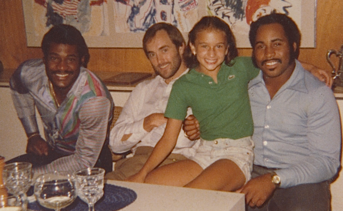 Don Baylor, Nolan Ryan, Jennifer Sigler (author’s older sister), and Ron Jackson in Baltimore, undated