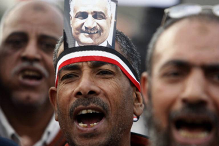A protester in Cairo's Tahrir Square, Feburary 9.(Mohammed Abed/AFP/Getty Images)