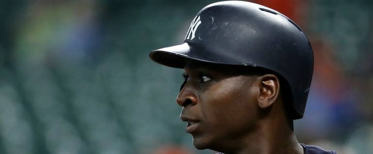 Didi Gregorius #18 of the New York Yankees looks on during batting practice prior to game one of the American League Championship Series against the Houston Astros at Minute Maid Park on October 13, 2017 in Houston, Texas.
