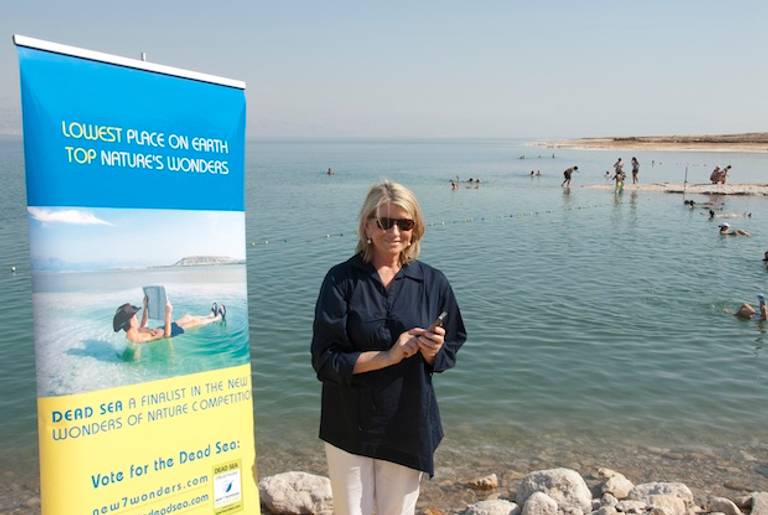 Martha Stewart (and iPhone) at the Dead Sea in 2011.(Getty)