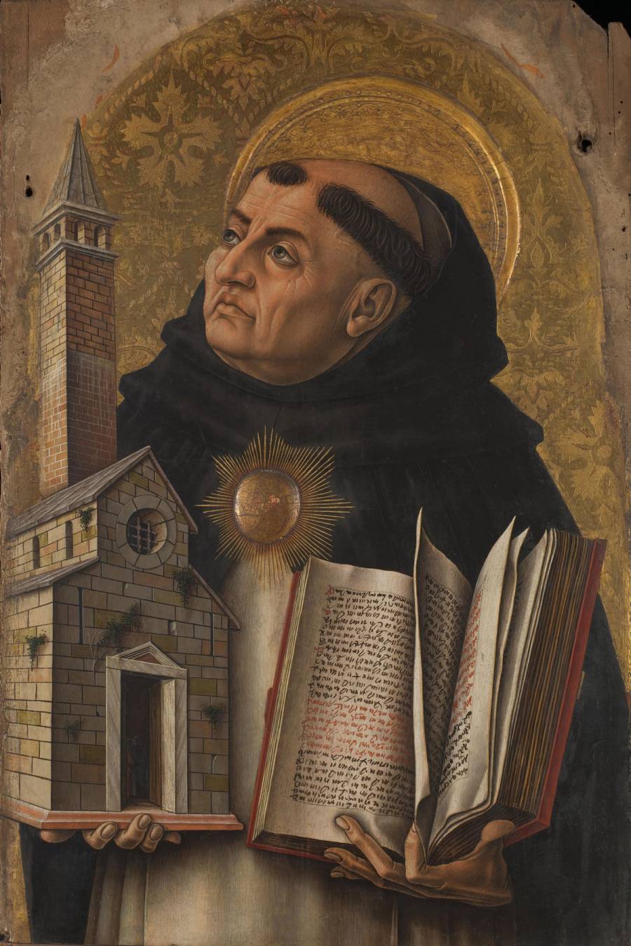 An altarpiece depicting Thomas Aquinas in Ascoli Piceno, Italy, by Carlo Crivelli, 15th century. With the rise of a wealthy merchant class in the 1100s, figures such as Saint Thomas of Aquinas looked for ways to make wealth moral.