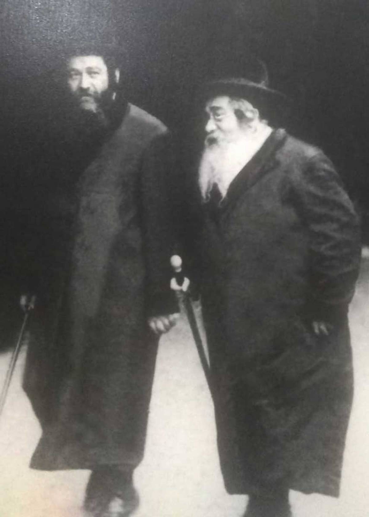 Reb Alter Yisrael Shimon Perlow, also known as the Tiferes Ish, at right, with Rabbi Meir Shapiro, circa 1929