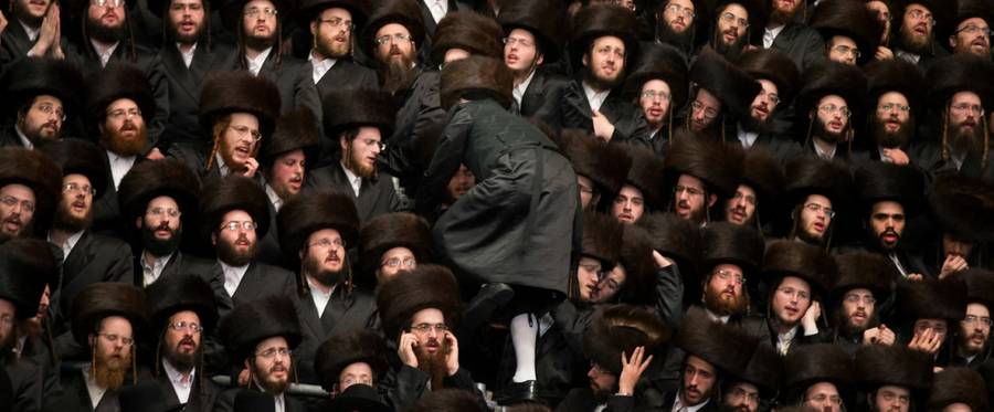 Tens of thousands of Belz Hasidim in Jerusalem, Israel, May 22, 2013. 