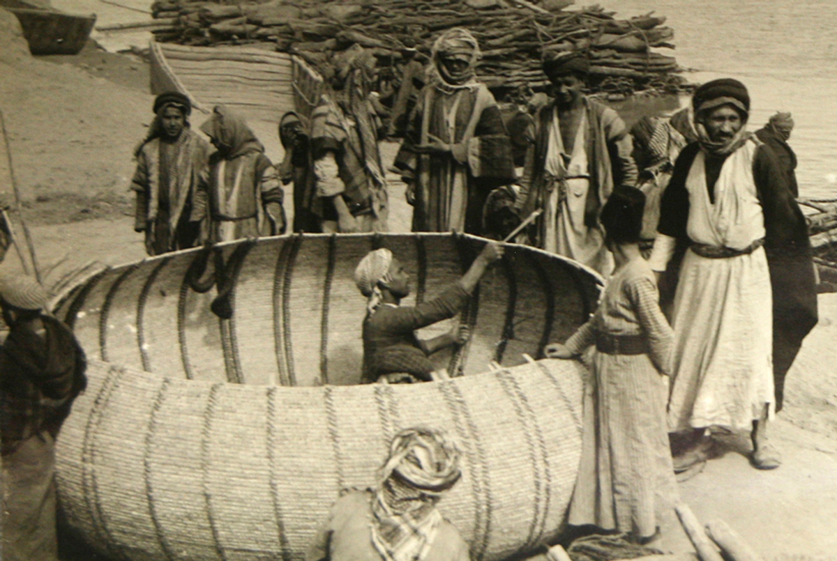 A modern-day Iraqi coracle being finished. (Photo courtesy of Irving Finkel)