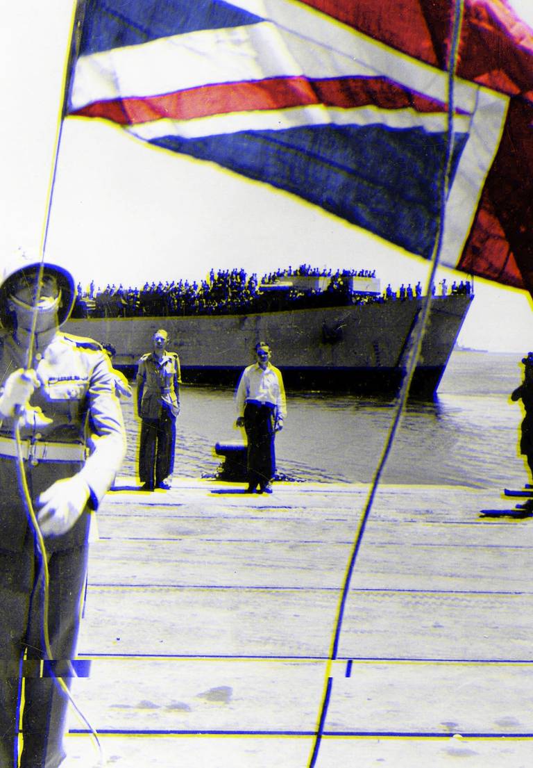The British flag is lowered, Haifa, 1948