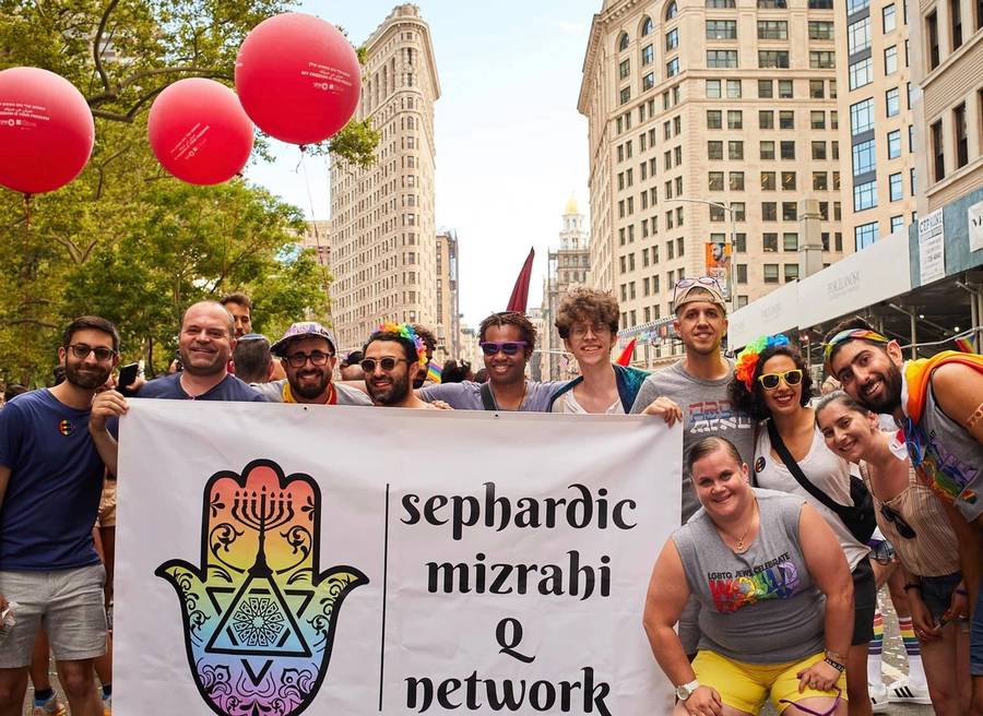 Members of the Sephardic Mizrahi Q Network at the New York City Pride March, 2019