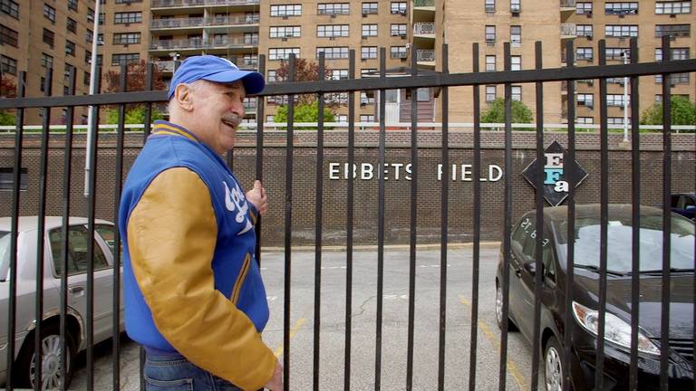 Ira Glasser visits the former grounds of Ebbets Field in Brooklyn, in the documentary ‘Mighty Ira’ (2021)