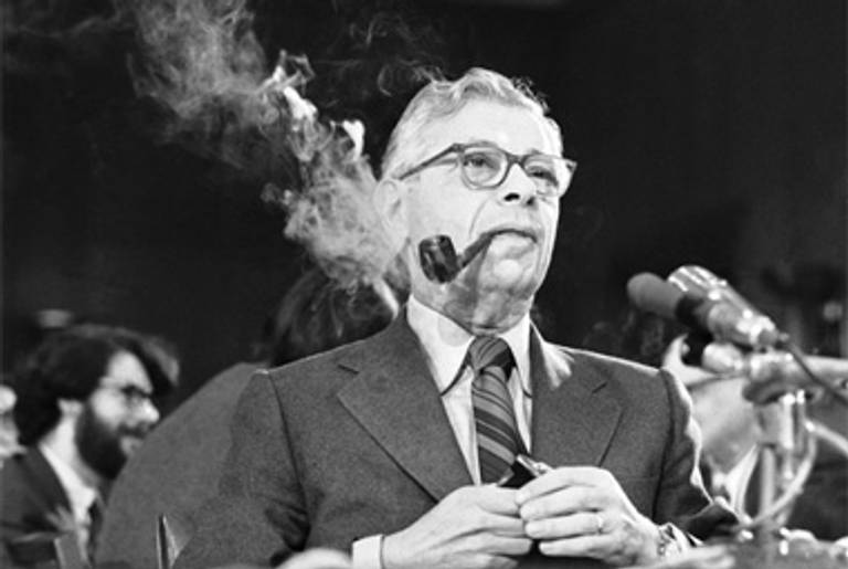 Daniel Schorr testifying before a Senate committee, 1972.(NPR)